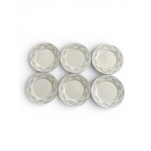 Set of 6 Fine China Sapphire Salad Plates 7.5" Floral Platinum Trim Discontinued